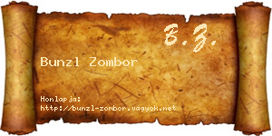 Bunzl Zombor névjegykártya